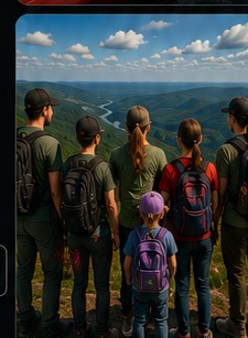 Adults and children hiking together